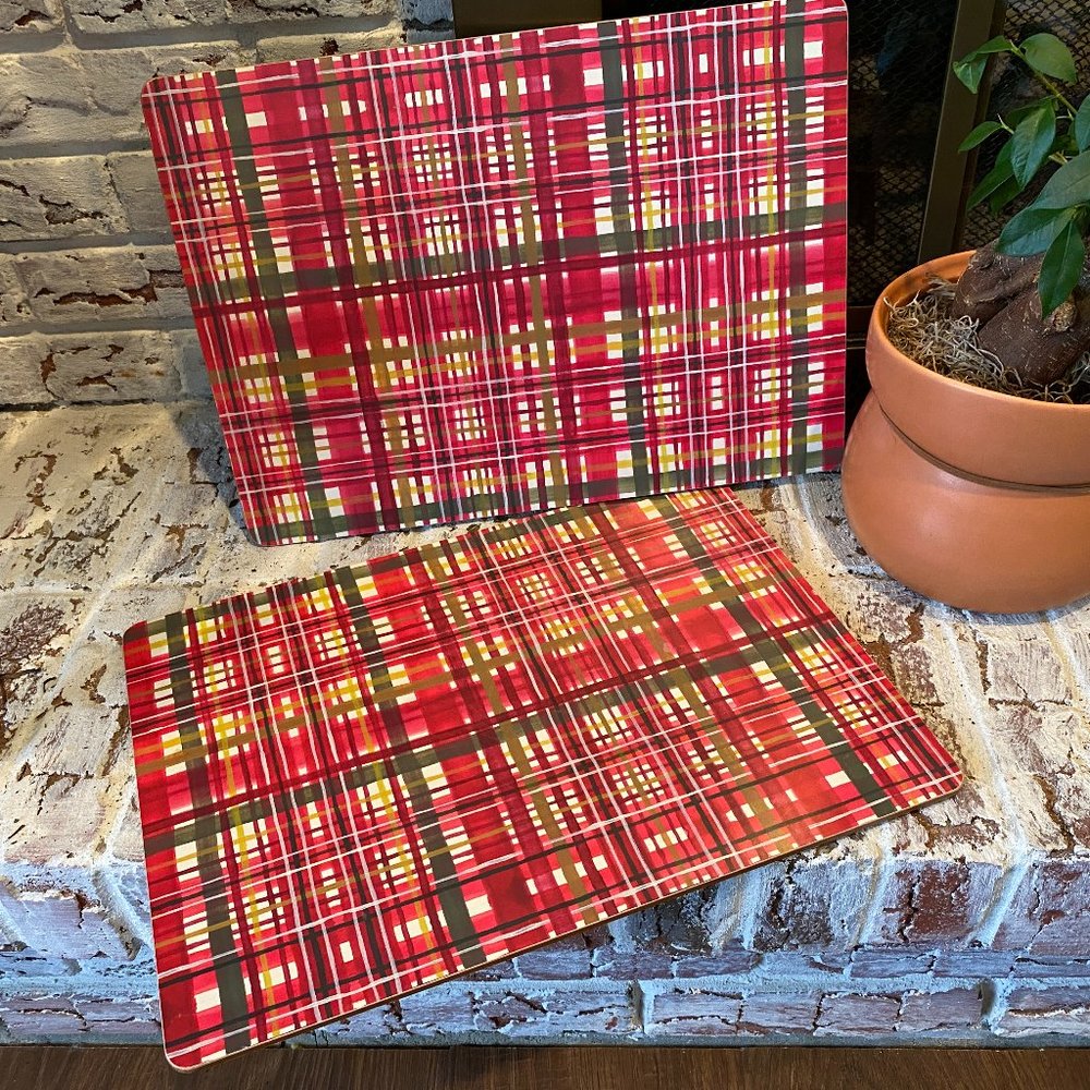 MacKenzie-Childs Festive Tartan Cork Back Placemats - set of 2